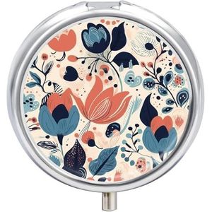 Pillendoos Bloemvormen Ronde Pillenetui voor Portemonnee & Pocket 3 Compartiment Geneeskunde Pil Organizer Draagbare Reizen Pillendoos Geneeskunde Vitamine Kabeljauw Leverolie Opbergdoos