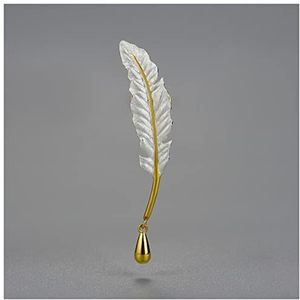 Broche Pins Vintage Luxe 18K Gold Lange Goose Feather Broches Pin for Vrouwen Real 925 Silver Accessoires Fijne Sieraden Broche (Size : Silver)