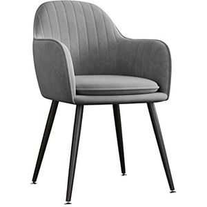 GEIRONV 1 stks Velvet Keukenstoel, 47 × 44 × 83cm for woonkamer slaapkamer appartement make-up stoel zwart metalen benen eetkamerstoel Eetstoelen (Color : Gris)