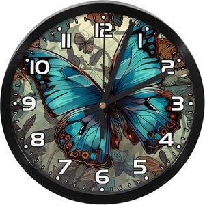 YTYVAGT Wandklok, klokken voor woonkamer, werkt op batterijen, vlinder vintage bloemen, ronde stille klok 9,8 inch