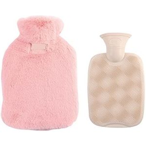 DieffematicRSD Warmwaterkruik Warmwaterkruik Zak Herbruikbare Winter Warme Warmte Handwarmer Stress Pijnbestrijding Therapie met Pluche Hoes (Color : Pink 2000ml)