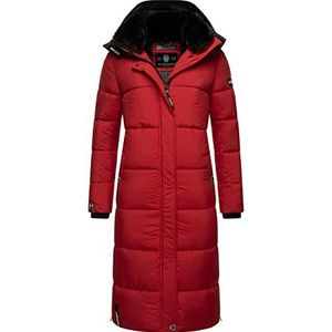 MARIKOO Reliziaa Lange winterjas voor dames, warme gewatteerde jas, met afneembare capuchon, XS-XXL, rood, XXL