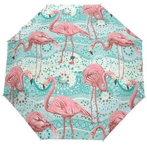 GAIREG Flamingo Blue Tribal Reizen Paraplu Winddicht Auto Open Sluiten Opvouwbare Opvouwbare Compact Paraplu voor Regen