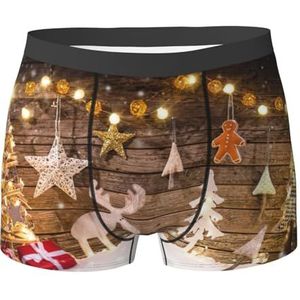 EdWal Kerstbomen Hertenprint Atletisch ondergoed voor heren, herenondergoed, boxerslip, zacht ondergoed, Zwart, S