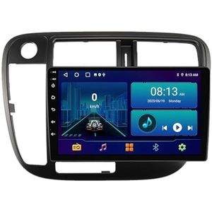 Dubbele DIN Android 14 autoradio voor Honda Civic 1998-2000 9 Duim QLED Touch screen-met Draadloze Carplay Android Auto GPS navigatie 4G WiFi Stuurwielbediening achteruitrijcamera(LHD,P4 4G+WIFI 8Core
