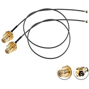 Vecys 2PCS U.F.L1 aan SMA-Wijfje Coaxiale Kabel met Laag Verlies 12"" /30CM 1.13mm Mini-Coaxiale Vlechtenstaartkabel voor Draadloze Routers Mini PCIE Netwerkkaarten PCI Wi-Fi WAN Repeater