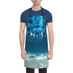 ZhaoYuGoods Coconut Beach Sunset Hangmatschorten met zakken voor dames en heren, stijlvolle kookschorten voor keuken, tuinieren, salon, ideale print schort, Oceaan, Eén maat