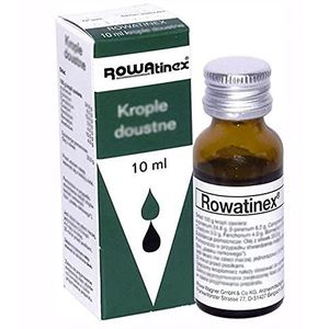 Rowatinex Druppels 20 ml (2 x 10 ml). Gemaakt in Oostenrijk/Duitsland. Poolse distributie, Poolse taal.