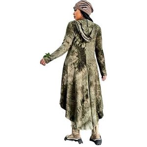 voor vrouwen jurk Plus tie-dye jurk met capuchon en hoge lage zoom (Color : Army Green, Size : 0XL)