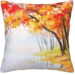EgoMed Herfst oranje bladeren, kussensloop, decoratieve kussensloop corduroy kussenslopen voor slaapkamer bank, 40,6 cm
