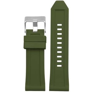 Siliconen rubberen armband horlogeband 24mm 26mm 28mm compatibel met diesel DZ4496 DZ4427 DZ4487 DZ4323 DZ4318 DZ4305 Heren horloges riem (Color : Green silver buckle, Size : 26mm)