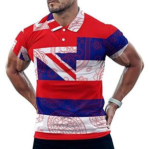 Hawaii State Paisley Vlag Casual Polo Shirts Voor Mannen Slim Fit Korte Mouw T-shirt Sneldrogende Golf Tops Tees L