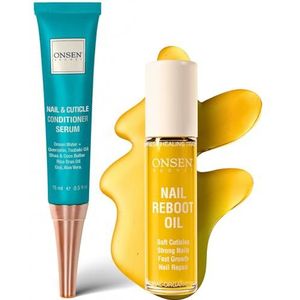 Onsen Secret - Behandeling voor beschadigde nagels, natuurlijke nagelverzorging en nagelriemreparatie, zichtbare resultaten voor perfecte nagels, nagelriemconditioner-crème 15 ml & nail reboot olie 10