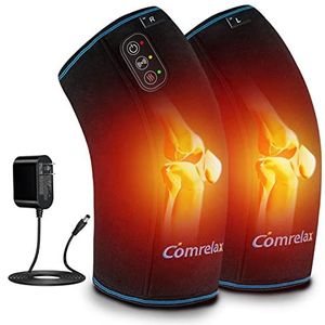 Kniemassageapparaat met warmte en trillingen, verwarmde kniesteun voor het verlichten van kniepijn, verwarmingskussen voor kniegewrichtspijn, beenmassageapparaat, 3 vibratiemodi, 3 warmtestanden