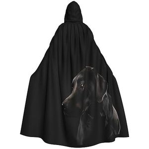 Zwarte Labrador Hooded Mantel Unisex Volledige Lengte Mantel Cape Halloween Kerst Mantel Cosplay Kostuums Party Cape
