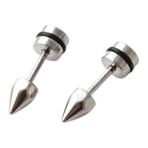 2 stks/1pair Punk Klinknagel Spike Cone Titanium Staal Schroef Terug Doorboord Stud Oorbellen Voor Vrouwen/Heren Gothic Hip-hop Sieraden Geschenken