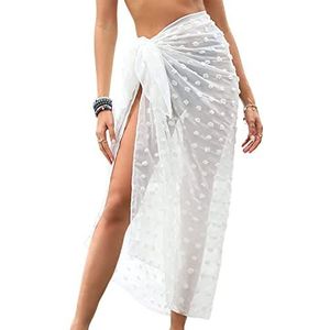 Heveer Lange strandpareo voor dames, chiffon, sprei, bikini, badpak, Wit, M