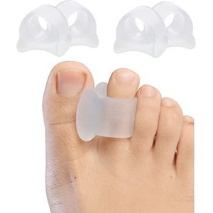 Teenspreider voor alle grote tenen, gel, teenstrekkers, hallux valgus, correctie, siliconen teenkaps, verpakking van 4 stuks