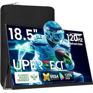 UPERFECT 18,5 Inch 120Hz Draagbare Gaming Monitor met 1920 * 1080 Full HD Eye Care Matte IPS-scherm, USB C Mini HDMI voor Laptop, PC, Mobiele Telefoon, PS4/5, Xbo, Raspb Pi, VESA-compatibel
