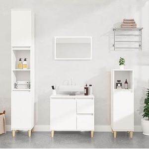 AJJHUUKI Meubelsets 3-delige badkamerkast set wit ontworpen houten meubels