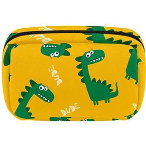 Reis Gepersonaliseerde Make-up Bag Cosmetische Tas Toiletry tas voor vrouwen en meisjes Dinosaurus Geel, Meerkleurig, 17.5x7x10.5cm/6.9x4.1x2.8in