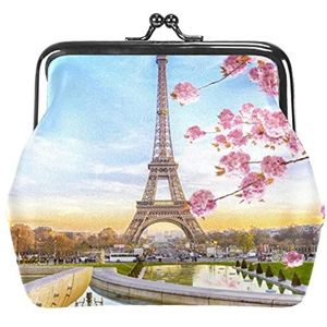 Munten Portemonnees Vintage Pouch Change Portemonnee Portefeuilles Frankrijk Parijs Eiffeltoren Bloem Landschap, Multi kleuren, 3.3x3.6 in/11x12 cm, Klassiek