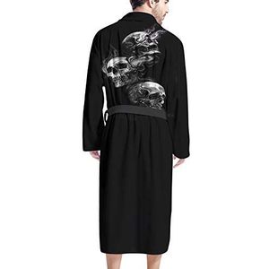 Poceacles Heren Badjassen Lange mouw V-hals Waden met Tie Riem Sjaal Pyjama Kimono Nachthemd