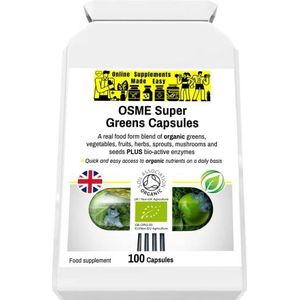 OSME Super Greens Capsules - 100 Capsules: Biologisch Multi-Nutrient Superfood Supplement