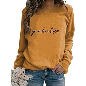 Grandma Life Sweatshirt, Womens Long Sleeve Crewneck Grandma Heart Lightweight Pullover Cute Grandmother Gift