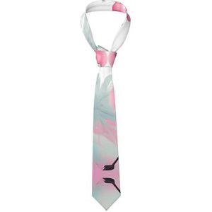 GerRit Roze flamingo casual stropdas voor heren, *#bedrukte stropdas, gemakkelijk te onderhouden, geschikt voor dagelijks gebruik, feest, bal en feest, enz., Zwart, Eén maat