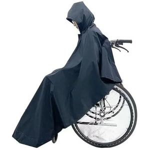 CSSHNL Waterdichte poncho ouderen mantel-regen regenjas polyester gehandicapt voor rolstoelpatiënten streep met reflecterende cape rolstoelen rolstoel regenponcho (kleur: zwart)