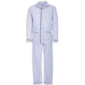 LUCKY Pyjama voor heren, shirt en broek, pyjama, lange mouwen, knopen, slaapshirt, wit, XL