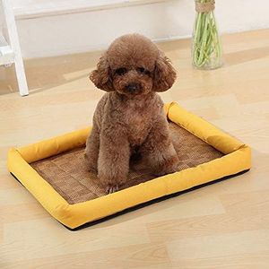 Wudimaoyiyouxian Summer Pet Cooling Mat Comfortabele Ademende Pet Sofa Pillow Bed Four Seasons Universal (Color : Yellow, Size : S)