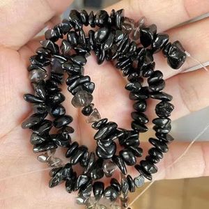 Natuurlijke koraal amethist granaat steen kralen chip vrije vorm voor sieraden DIY ketting armband sieraden maken-zwarte glazen kralen-15 inch