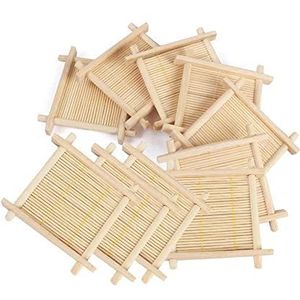 Bamboe onderzetters, set van 10 theekopjes voor drankjes Theekopje Mat Vierkant Drankjes Coaster Mok Pads Geïsoleerde Housewarming Gift (10, 8,5 ""x8,5 cm)