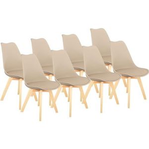 Herbalady Ergonomische stoelen, set van 8, Scandinavische houten poten van beukenhout, met geïntegreerd kussen, voor woonkamer, keuken, eetkamer, kantoor, bar-eetkamer (kaki)