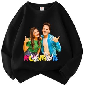 MAOXITCATY Kindertrui in pasteltinten van katoen met print voor jongens en meisjes, lange mouwen, truien voor kinderen van 3-10 jaar,zwart,110cm