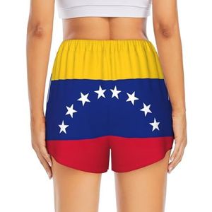 Vlag van Venezuela Print Vrouwen Zomer Strand Boardshorts met Zakken Comfortabele Zwembroek Sneldrogende Shorts, Zwart, S