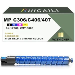 RUICAILI MP C306 MP C406 MP C407 Compatibel Toner Cartridge Vervanging Werk met Ricoh MP C306 MP C307 MP C406 MP C407 imprimante (1 Pack, Cyaan)
