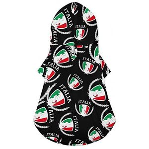 Italia Italië Italiaanse kaart vlag schattige hond hoodie print huisdier kleding trui jas met hoed voor kleine honden katten L