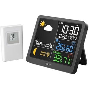 Scherm-weerstation, temperatuur, luchtvochtigheid, meter, thermometer, hygrometer, buitentemperatuur en luchtvochtigheid, sensor voor kantoor