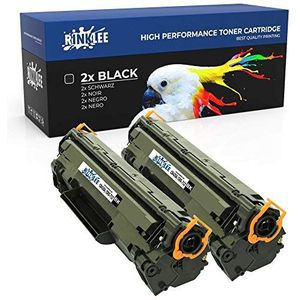 RINKLEE CB435A 712 Toner Cartridges Compatibel met HP Laserjet P1005 P1006 P1007 P1008 P1009 Canon i-SENSYS LBP3010 LBP3050 LBP3100 | Hoge Opbrengst 1500 Pagina's | Zwart, 2-Pack