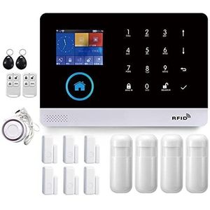 Huisbeveiligingssysteem, Smart Home GSM Alarmsysteem for Thuis Met Bewegingssensor Draadloze Sirene Nachtzicht IP Camera Tuya(J-103.)