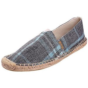 Kentti Heren Tartan Veelkleurige Gestreepte Espadrilles Casual Canvas Slip On Instapschoen Basis Blauw 44 EU