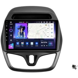 ZWCLSH Android 13 Dubbele Din Autoradio met Draadloze Carplay & Android Auto, BT 5.0, DSP, 9"" QLED Touchscreen Compatibel met Chevrolet Spark Beat 2015-2018, Backup Camera, SWC AM/FM Auto Stereo, 3NF