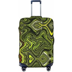 KOOLR Abstracte groene slang afdrukken koffer cover elastische wasbare bagage cover koffer beschermer voor reizen, werk (45-32 inch bagage), Zwart, Medium