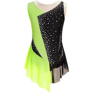 Gymnastiekpak voor meisjes, kunstschaats-jurk voor kinderen, mouwloze body met strass voor jazz, Latijns ballet, lyrica-dans, gymnastiekpak, danskleding voor kinderen, 6