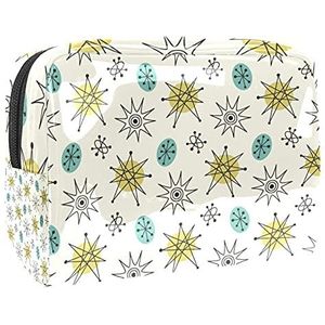 Waterdichte cosmetische tassen, Mid Century geometrisch patroon geel blauw reizen cosmetische tassen, multifunctionele draagbare make-up tassen, reizen cosmetische tas organizer voor vrouwen