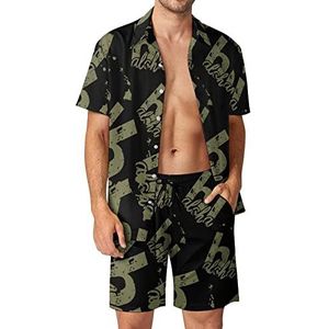 Hawaii Aloha kaart Hawaiiaanse sets voor mannen button down korte mouw trainingspak strand outfits 3XL