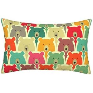 LAMAME Kleurrijke beren bedrukte decoratieve kussensloop corduroy kussensloop kussensloop herbruikbaar wasbaar